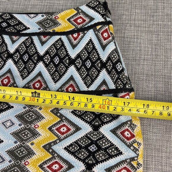 Ann Taylor Skirt Sz 0 Mini Tribal Aztec Print Black Yellow Red Side Zip Textured - Picture 12 of 14